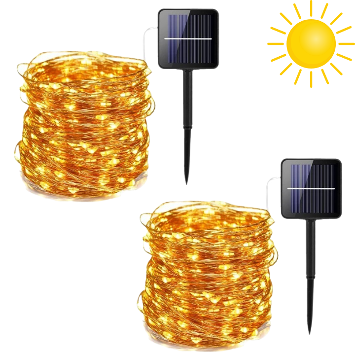 Luces Solares Decorativas Dorada 25 Metros