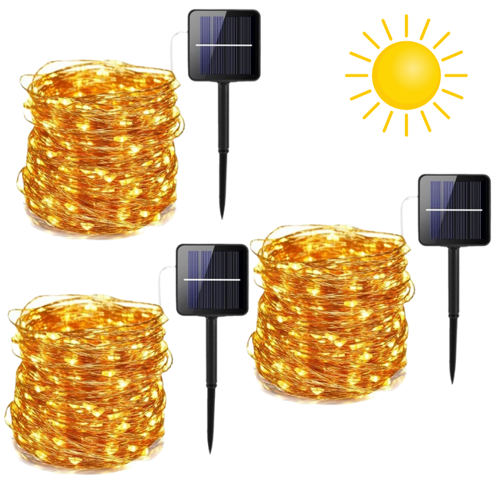 Luces Solares Decorativas Dorada 25 Metros