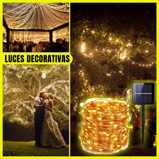 Luces Solares Decorativas Dorada 25 Metros